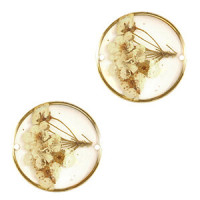 Connector with dried flowers 20mm - Gold-beige